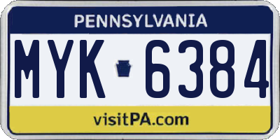 PA license plate MYK6384
