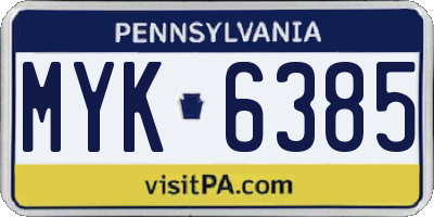 PA license plate MYK6385