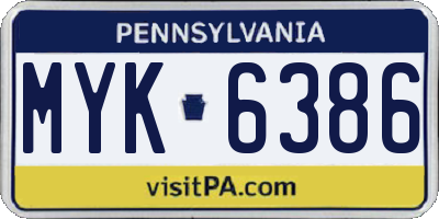 PA license plate MYK6386
