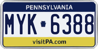 PA license plate MYK6388