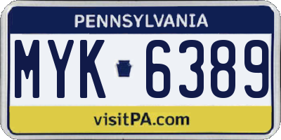 PA license plate MYK6389