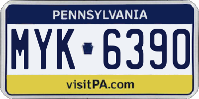 PA license plate MYK6390