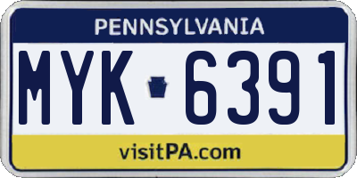 PA license plate MYK6391