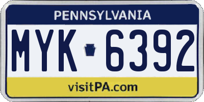 PA license plate MYK6392