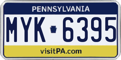 PA license plate MYK6395