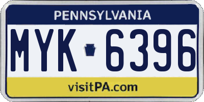 PA license plate MYK6396