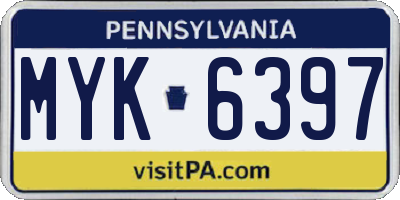 PA license plate MYK6397