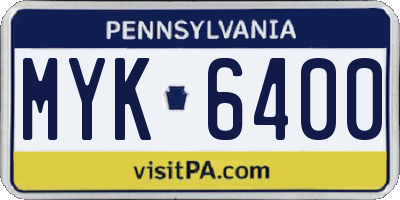 PA license plate MYK6400