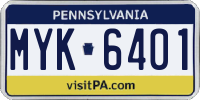 PA license plate MYK6401