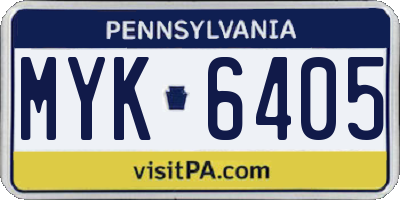 PA license plate MYK6405