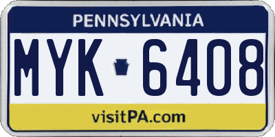 PA license plate MYK6408