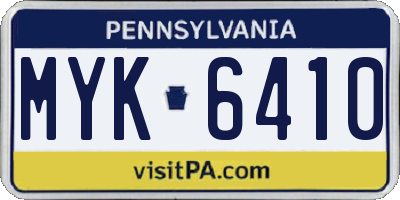 PA license plate MYK6410