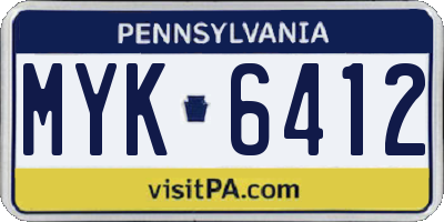 PA license plate MYK6412
