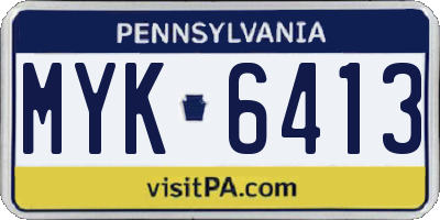 PA license plate MYK6413