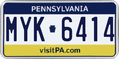 PA license plate MYK6414