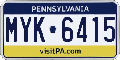 PA license plate MYK6415
