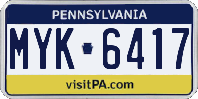 PA license plate MYK6417