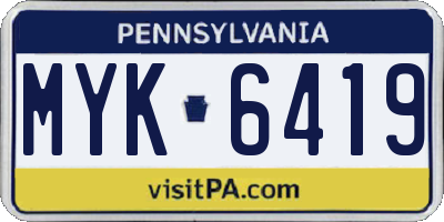PA license plate MYK6419