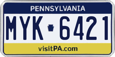 PA license plate MYK6421