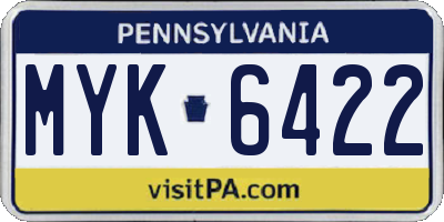 PA license plate MYK6422