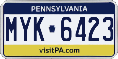 PA license plate MYK6423