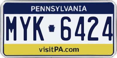 PA license plate MYK6424