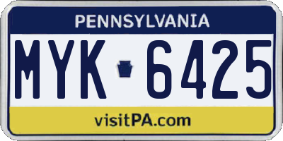 PA license plate MYK6425