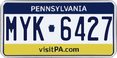 PA license plate MYK6427