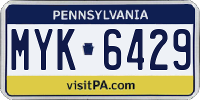 PA license plate MYK6429