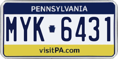 PA license plate MYK6431