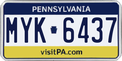 PA license plate MYK6437