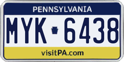 PA license plate MYK6438
