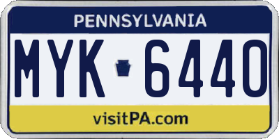 PA license plate MYK6440