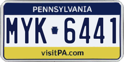 PA license plate MYK6441