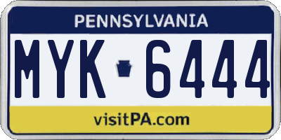PA license plate MYK6444