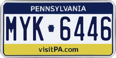 PA license plate MYK6446