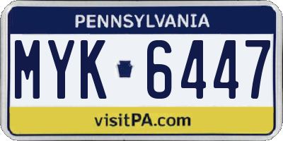 PA license plate MYK6447