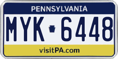 PA license plate MYK6448