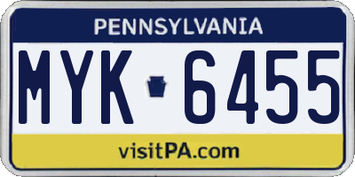 PA license plate MYK6455