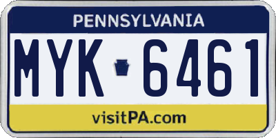 PA license plate MYK6461