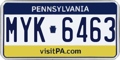 PA license plate MYK6463