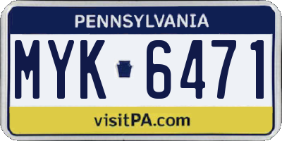 PA license plate MYK6471