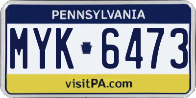 PA license plate MYK6473
