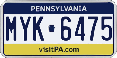 PA license plate MYK6475