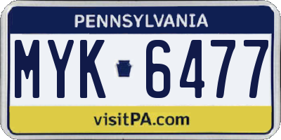 PA license plate MYK6477