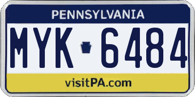 PA license plate MYK6484
