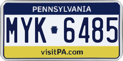 PA license plate MYK6485