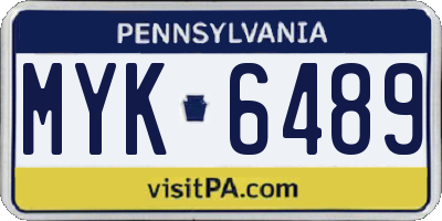 PA license plate MYK6489