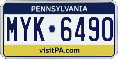 PA license plate MYK6490