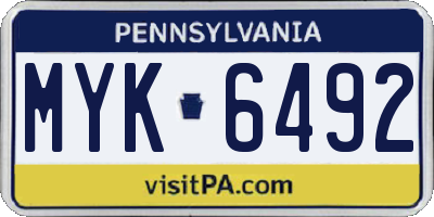 PA license plate MYK6492
